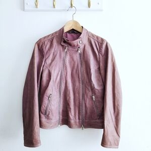 Vintage Diletta Made in Italy Mauve Purple Lambskin Leather Moto Jacket IT 42 US